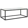Image de vidaXL Table basse Noir avec verre marbre blanc 100x50x35 cm