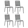 Image de vidaXL Chaises d'extérieur lot de 4 Design à lattes Acier Gris foncé