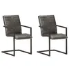 Image de vidaXL Chaises à manger cantilever lot de 2 gris cuir véritable