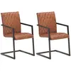 Image de vidaXL Chaises à manger cantilever lot de 2 marron cuir véritable