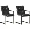 Image de vidaXL Chaises à manger cantilever lot de 2 noir cuir véritable
