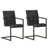 Image de vidaXL Chaises à manger cantilever lot de 2 noir cuir véritable