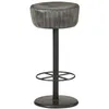 Image de vidaXL Tabouret de bar Gris Cuir véritable