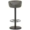 Image de vidaXL Tabouret de bar Gris Cuir véritable
