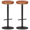 Image de vidaXL Tabourets de bar lot de 2 marron cuir véritable