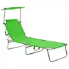 Image de vidaXL Chaise longue pliable avec auvent acier vert pomme