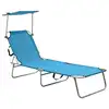 Image de vidaXL Chaise longue pliable avec auvent acier turquoise et bleu