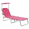 Image de vidaXL Chaise longue pliable avec auvent acier rose magento