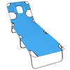 Image de vidaXL Chaise Longue Pliable avec Coussin de Tête Transat de Jardin Bain de Soleil de Patio Plage Camping Extérieur Acier Bleu Turquoise