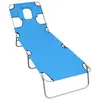 Image de vidaXL Chaise longue pliable avec coussin de tête Acier Bleu turquoise