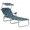 Image de vidaXL Chaise longue avec auvent acier motif de feuilles