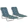 Image de vidaXL Chaises longues pliables lot de 2 Acier tissu Motif de feuilles