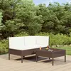 Image de vidaXL Salon de jardin 3 pcs avec coussins Résine tressée Marron