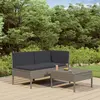 Image de vidaXL Salon de jardin 3 pcs avec coussins Résine tressée Gris