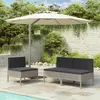 Image de vidaXL Chaises de jardin lot de 3 avec coussins Résine tressée Gris