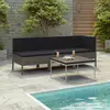 Image de vidaXL Salon de jardin 3 pcs avec coussins Résine tressée Gris