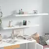 Image de vidaXL Étagère murale flottante 2pcs Blanc brillant 120x23,5x3,8cm MDF