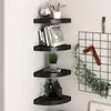 Image de vidaXL Étagères d'angle flottantes 4 pcs noir 25x25x3,8 cm MDF