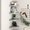 Image de vidaXL Étagères d'angle flottantes 4 pcs gris 25x25x3,8 cm MDF