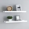 Image de vidaXL Étagères à rebord pour cadre photo 2 pcs Blanc 60x9x3 cm MDF