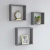 Image de vidaXL Étagères murales sous forme de cube 3 pcs Gris MDF