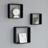 Image de vidaXL Étagères murales sous forme de cube 3 pcs Noir MDF