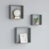 Image de vidaXL Étagères murales sous forme de cube 3 pcs Gris MDF
