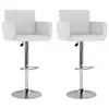 Image de vidaXL Tabourets de bar lot de 2 blanc similicuir