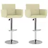 Image de vidaXL Tabourets de bar lot de 2 crème similicuir