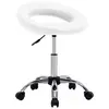 Image de vidaXL Chaise de travail roulante Blanc Similicuir