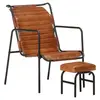 Image de vidaXL Fauteuil de relaxation avec repose-pied Marron Cuir véritable