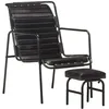 Image de vidaXL Relaxfauteuil met voetenbankje echt leer zwart