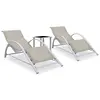 Image de vidaXL Chaises longues lot de 2 avec table Aluminium Crème