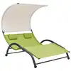 Image de vidaXL Chaise longue double avec auvent textilène vert