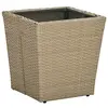 Image de vidaXL Table à thé Beige 41,5x41,5x44cm Résine tressée et verre trempé