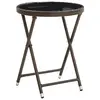 Image de vidaXL Table à thé Marron 60 cm Résine tressée et verre trempé