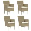 Image de vidaXL Chaises à manger de jardin lot de 4 Résine tressée Beige