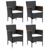 Image de vidaXL Chaises à manger de jardin lot de 4 Résine tressée Noir