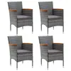 Image de vidaXL Chaises à manger de jardin lot de 4 Résine tressée Gris