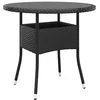 Image de Table de jardin en verre trempé et rotin synthétique Noir Ø 80 x 75 cm