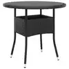 Image de vidaXL Table de jardin Ø80x75 cm Verre trempé/résine tressée Noir