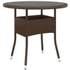 Image de Table de jardin Ø80x75 cm verre trempé et poly rotin marron