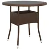 Image de vidaXL Table de jardin Ø80x75 cm Verre trempé/résine tressée Marron