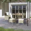 Image de vidaXL Jeu de chaise et tabouret de jardin 4 pcs Résine tressée Beige
