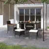 Image de vidaXL Jeu de chaise et tabouret de jardin 4 pcs Résine tressée Noir