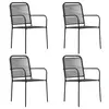 Image de vidaXL Chaises de jardin lot de 4 Corde en coton et acier Noir
