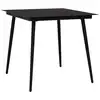 Image de vidaXL Table à dîner de jardin Noir 80x80x74 cm Acier et verre
