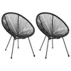 Image de vidaXL Chaises de jardin en forme de lune lot de 2 Rotin Noir