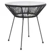 Image de vidaXL Table à manger de jardin Noir Ø70x74 cm Rotin et verre