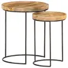 Image de vidaXL Ensemble de table basse 2 pcs bois de manguier massif et acier